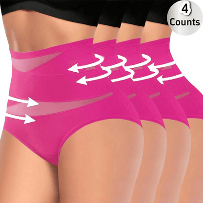 🔥🔥4-Pack High-Waisted Shapewear Briefs for Women – Nahtlose Miederhöschen aus Seidennetzgewebe, zum Abnehmen und Po-Liften – Atmungsaktive Unterwäsche für den Alltag