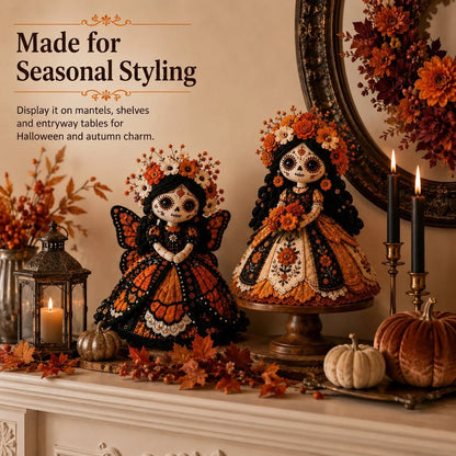 🎃 Day of the Dead Patchwork Doll DIY Sewing Kit – Handmade Fabric Doll Making Kit with Floral Details