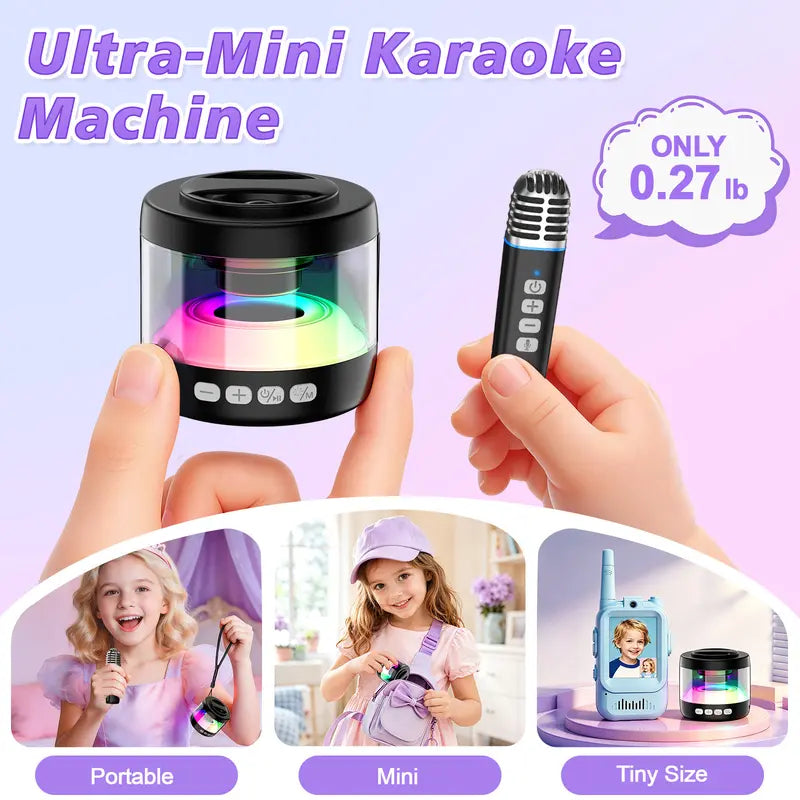🎤Mini Bluetooth Karaoke Machine: Dual Mics, 4 Voice Changer, Magnetic Phone Holder for Family Fun🎁