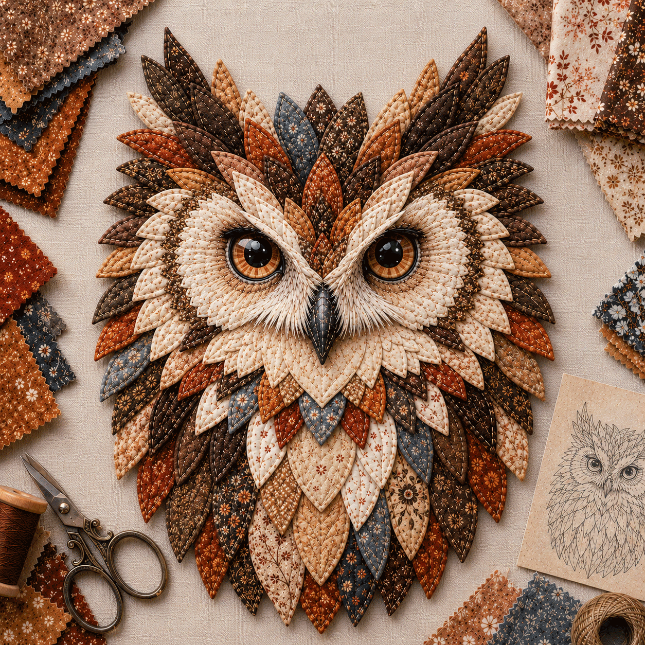 💥 LAST DAY 49% OFF - 🦉 Layered Fabric Owl Wall Art DIY Kit – Relaxing Craft, Beautiful Results