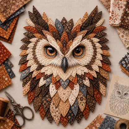 💥 LAST DAY 49% OFF - 🦉 Layered Fabric Owl Wall Art DIY Kit – Relaxing Craft, Beautiful Results