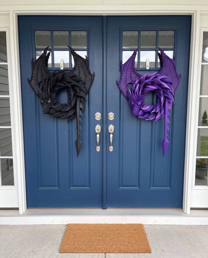 🐉 Gothic Dragon Wreath Front Door Decor