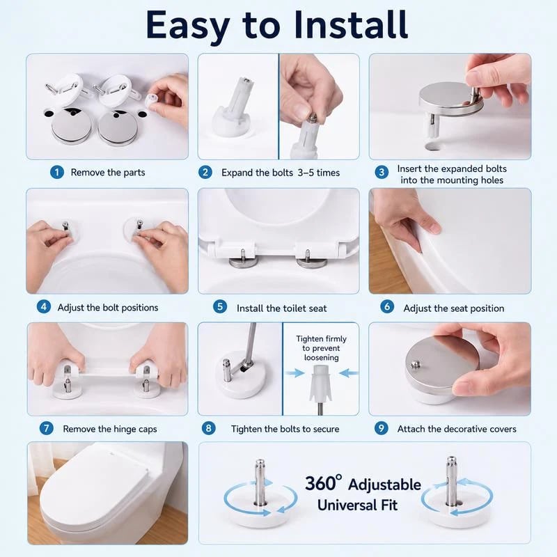 🔥HOT SALE🔥2 Counts, Universal Toilet Seat Expansion Screw Bolts, Thickened Stainless Steel🔩