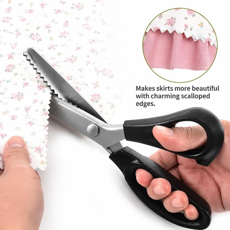 Stainless Steel Zig Zag Scissors with Serrated Teeth, Sharp Craft Cutting Tool for Sewing, Fabric, Dressmaking & DIY Projects