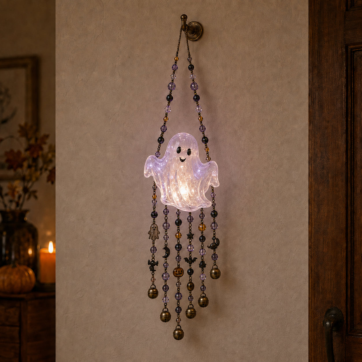 Lighted Halloween Beaded Wind Chime Collection – Glowing Hanging Décor