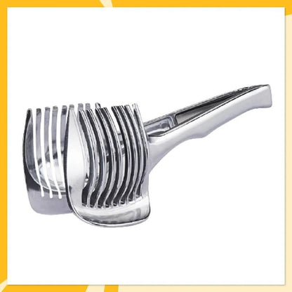 Creative Kitchen Slice Cutting Tool, Food‑Grade Aluminum Alloy Hand‑Held Slicer, Quick Slicing Holder for Lemon, Tomato, Onion & Soft Fruits Vegetables