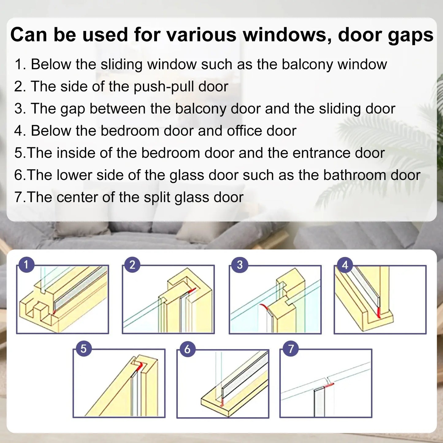 Door Weather Stripping, Self-Adhesive Draft Stopper Seal for Doors & Windows