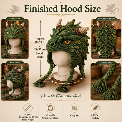🔥HOT SALE 50% OFF – DIY Dragon Hood Hat Crochet Kit 🐉 | Handmade Fantasy Craft
