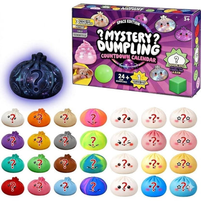 🥟 24-Day Squishy Dumpling Advent Calendar – Stress Relief, 24 Vibrant Colors, Collectible