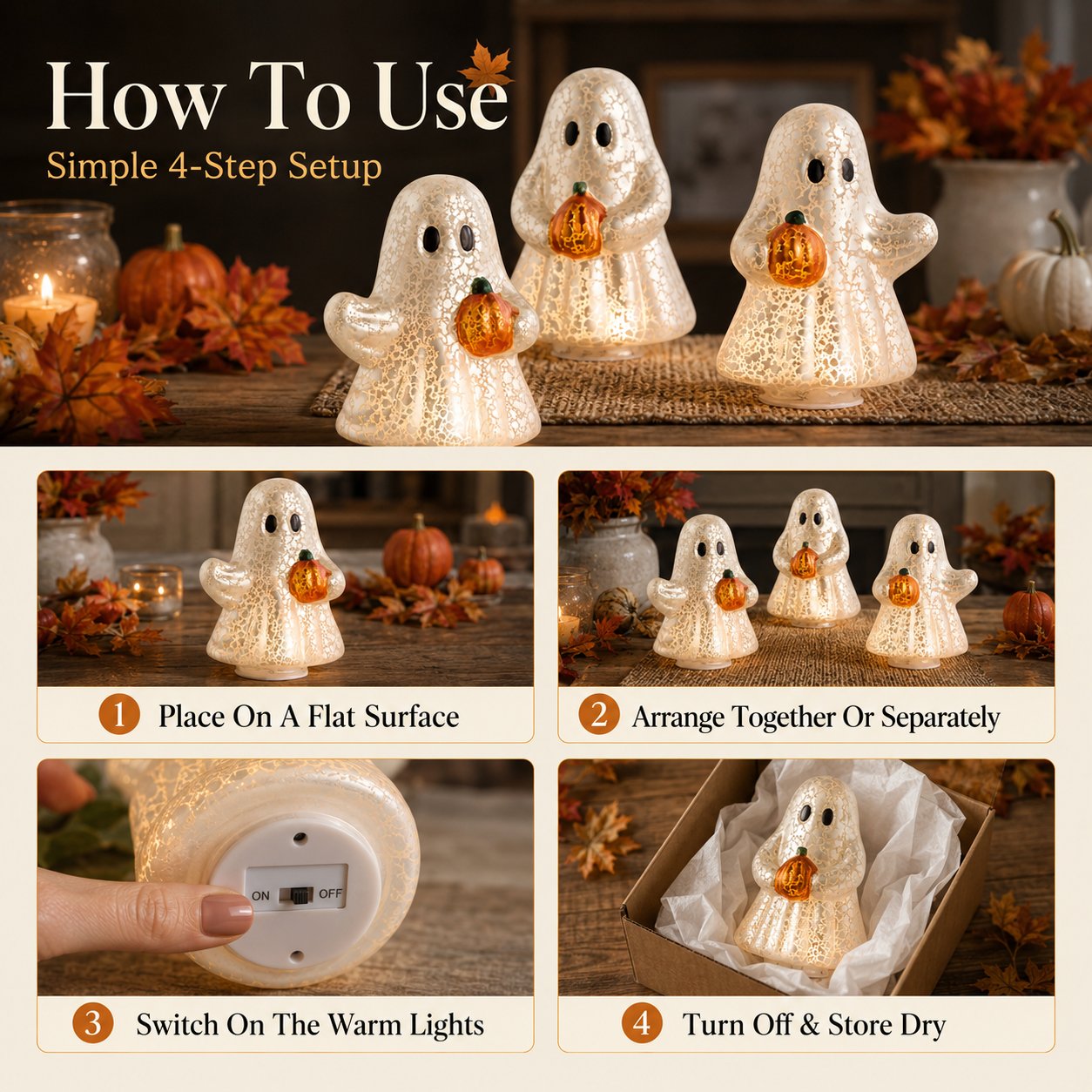 Beleuchtetes Halloween-Geisterfiguren-Set👻🏡