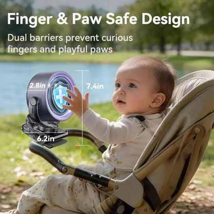 🌪️ Precision Cooling: 3000mAh Portable 360° Desk & Stroller Turbo Fan