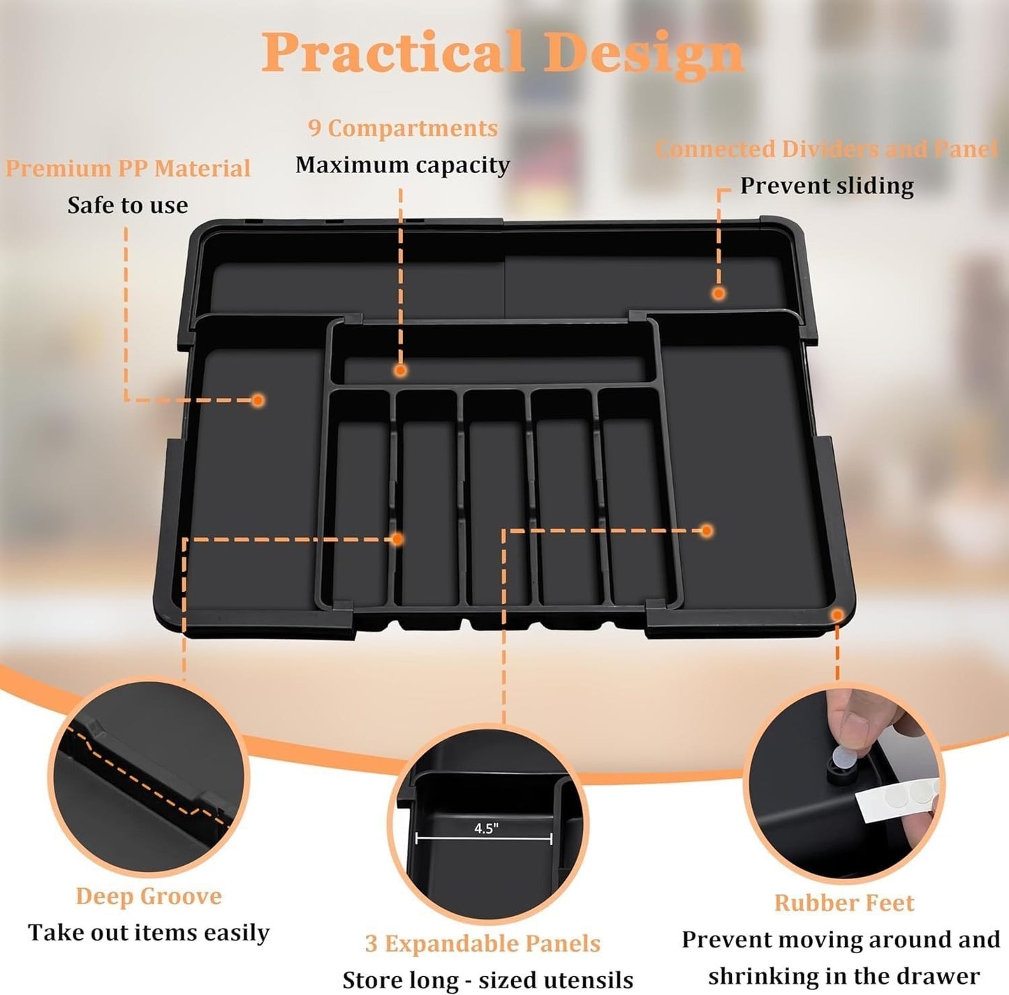 Large Capacity Expandable Utensil Drawer Organizer