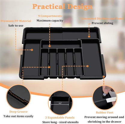 Large Capacity Expandable Utensil Drawer Organizer