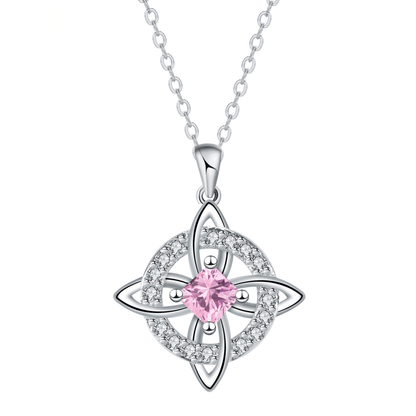 🔮 Personalized Witch’s Knot Birthstone Necklace – Sacred Protection & Luck Talisman ✨