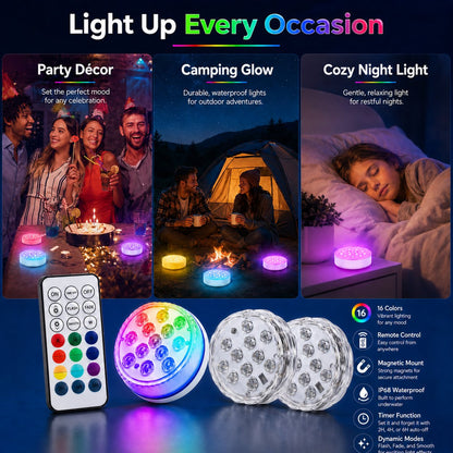🌈 Light Up Your Pool Nights — Magnetic Waterproof LED Lights for Every Mood ✨