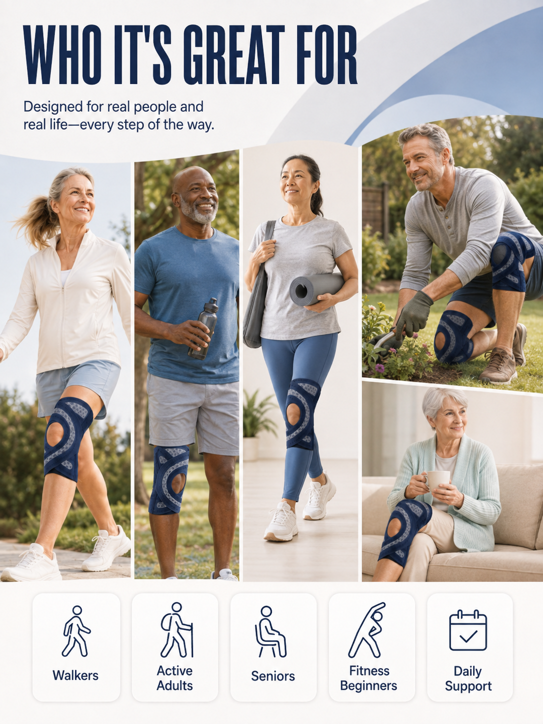 🦵 4-Spring Open-Patella Knee Brace – Adjustable Compression & Side Support