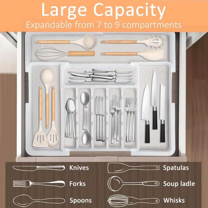Large Capacity Expandable Utensil Drawer Organizer