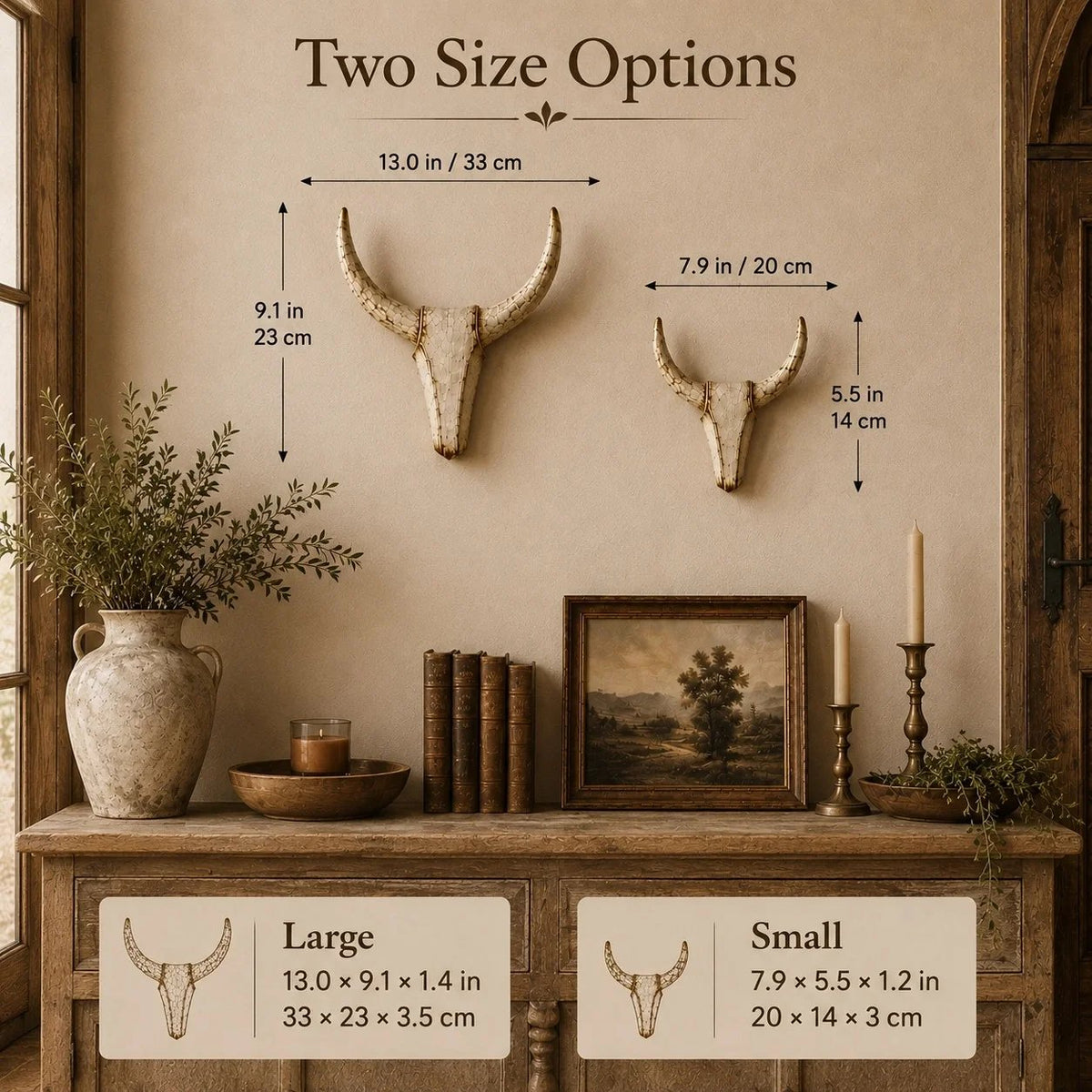 Vintage Distressed Longhorn Wall Sculpture