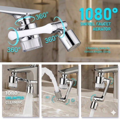 Rotating Faucet Aerator & Filter Set – 360° rotation, soft anti-splash stream, and transparent housing