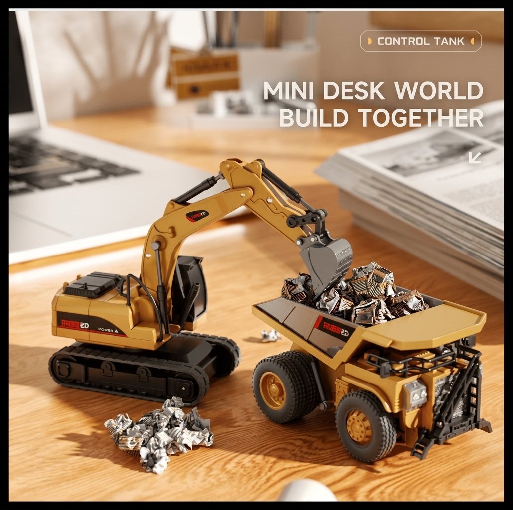 ⭐ 1:64 Premium Alloy Mini RC Construction Set