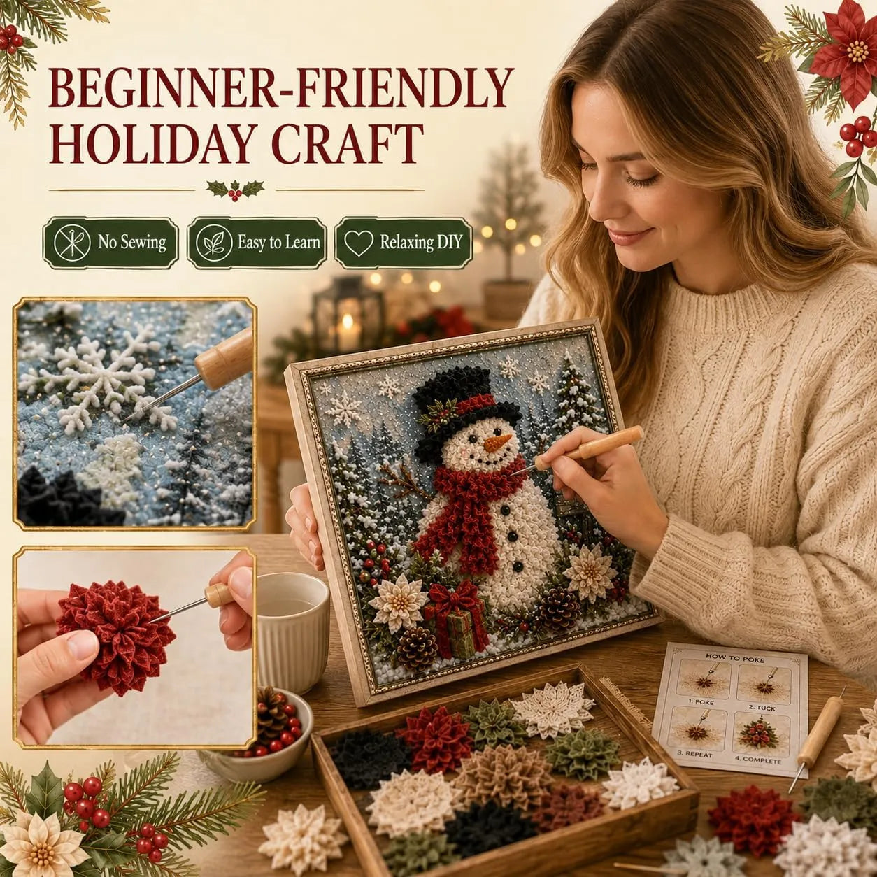 🎁🎅3D Christmas Fabric Poke Art Kit