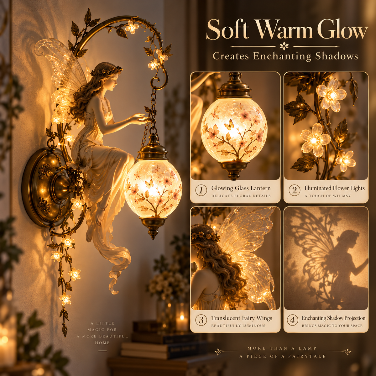 ⏰Limited Stock 50% OFF -🧚✨ Enchanted Fairy Blossom Lantern Wall Light 🌸🏮