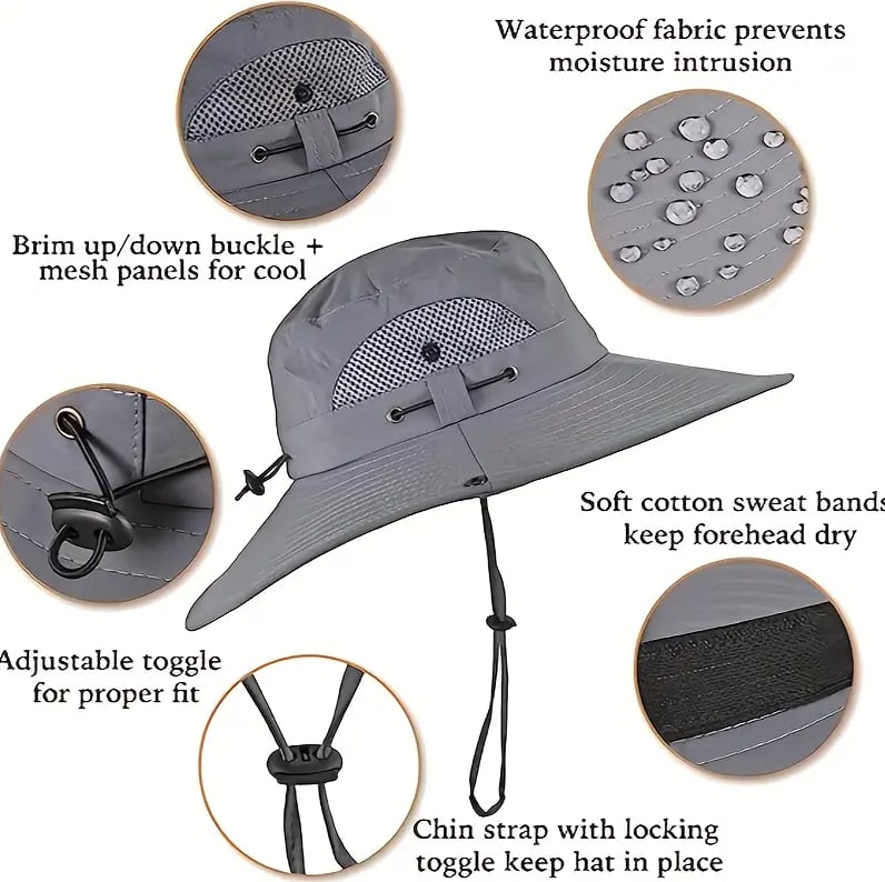 2026 New⚡Solar-Powered Outdoor Cooling Fan Hat – Wide Brim Sun Protection, Dual Fans, 3 Speeds, USB + Solar Charging, Unisex