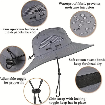 2026 New⚡Solar-Powered Outdoor Cooling Fan Hat – Wide Brim Sun Protection, Dual Fans, 3 Speeds, USB + Solar Charging, Unisex