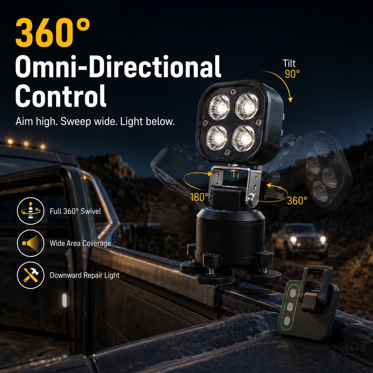 360° Omni‑Directional Magnetic LED Pod Light, Portable Camping LED Work Light for Outdoor, Car, Emergency
