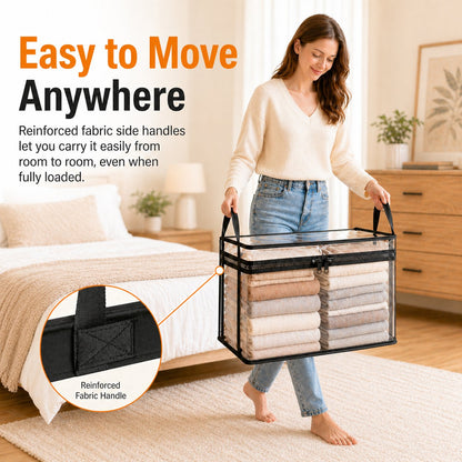 Clear PVC Storage Bins with Handles 📚for Books, Toys, Media, & Organizing