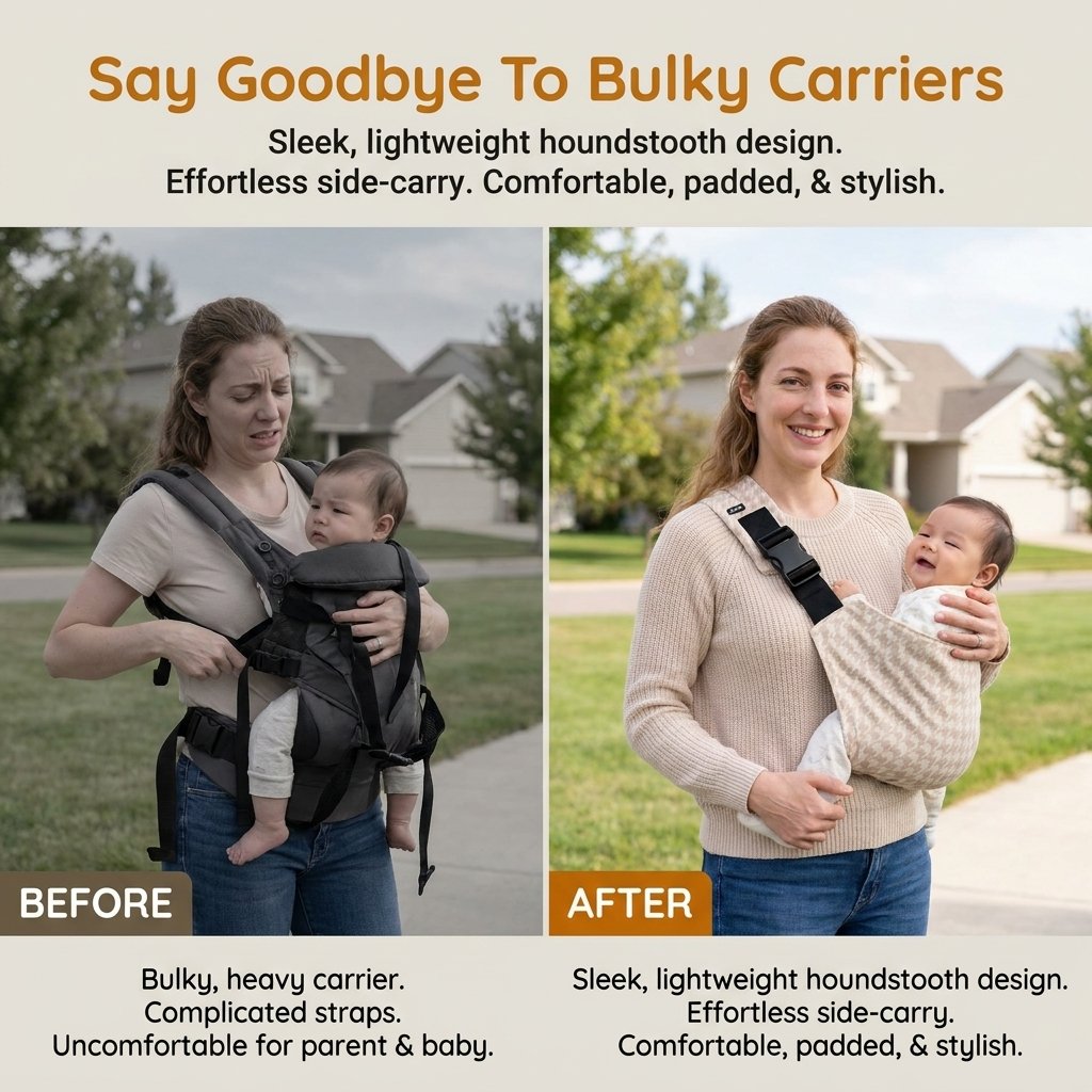 Stylish Houndstooth Side-Carry Baby Carrier