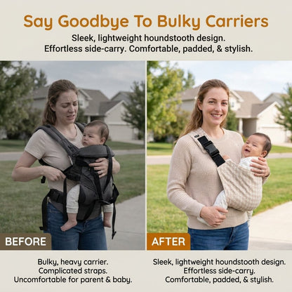 Stylish Houndstooth Side-Carry Baby Carrier