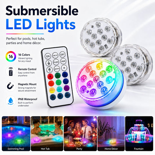 🌈 Light Up Your Pool Nights — Magnetic Waterproof LED Lights for Every Mood ✨
