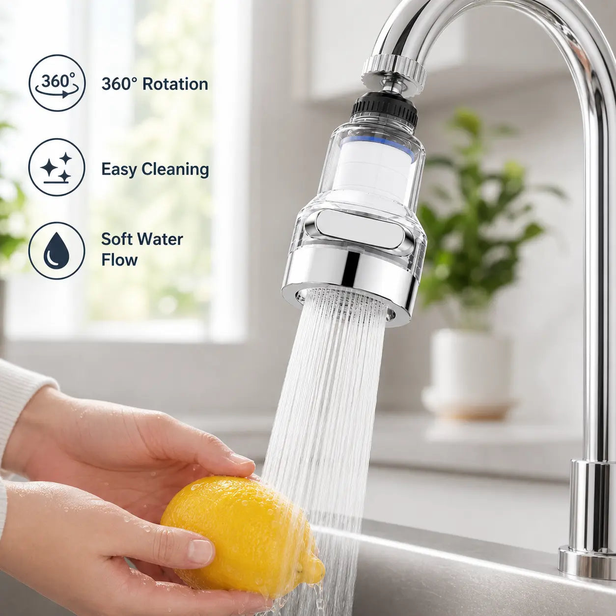 360° Rotating Faucet Aerator Filter, 6-Layer Filter with 3 Water Modes（ Includes 10 Replacement Filters ）