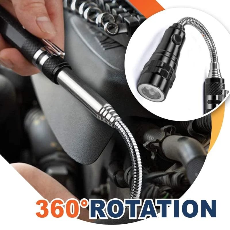 📢📢49% OFF !! ⏰🔦Multifunctional Magnetic Telescopic Flashlight – Extendable, 360° Gooseneck, Super Bright 🛠️