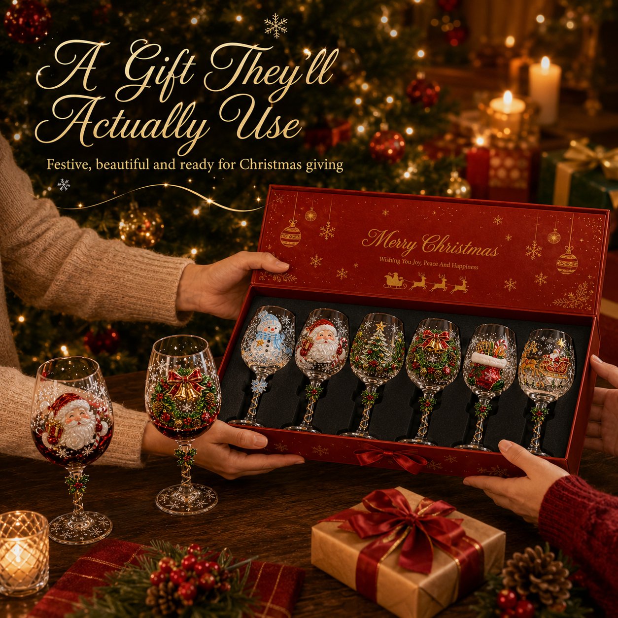 🎄🥂Christmas Wine Glass Collection Gift Box Set✨-Buy Two Get Free Shipping