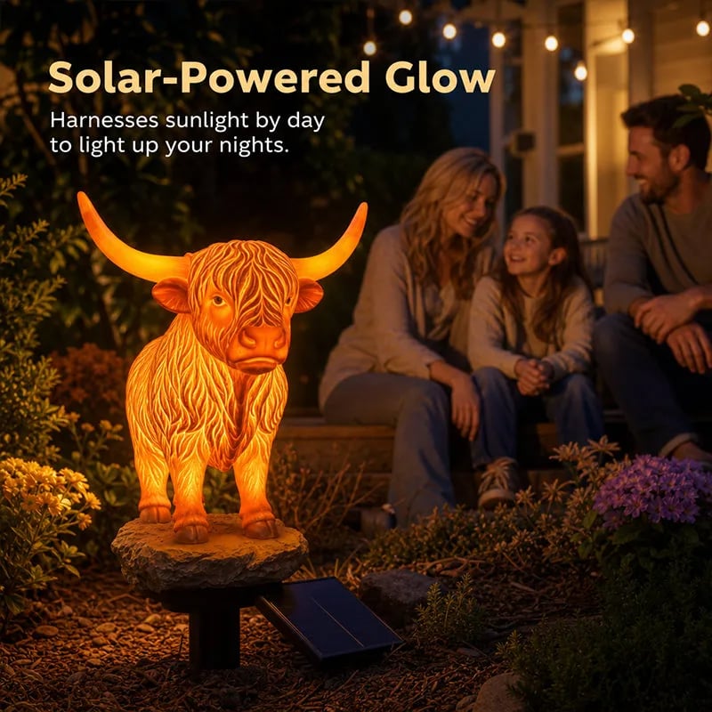 🔥Last Day 49% OFF 💡🐮 Solar Highland Cow Light