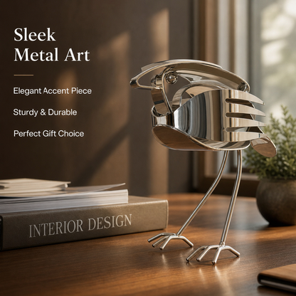 Handcrafted Scrap Metal Robin Sculpture - Unique Metal Bird Art Decor