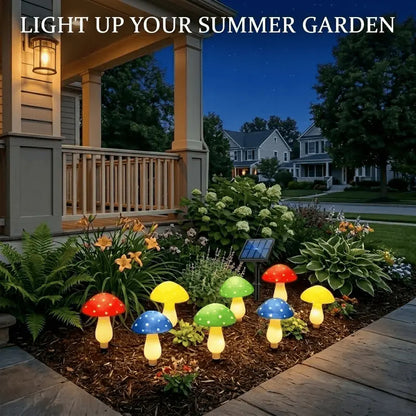 8 Pcs Solar Powered Mushroom Shaped Garden Light