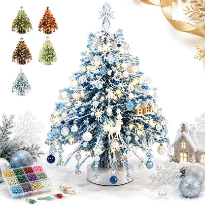 DIY Beaded Christmas Tree Kit, Crystal Craft Set with LED Lights & Angel Topper