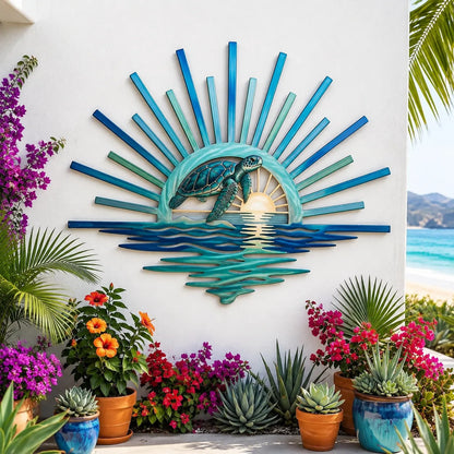 ⏳ Last Day 49% OFF – 🌊 Coastal Sunrise Metal Wall Art🐚
