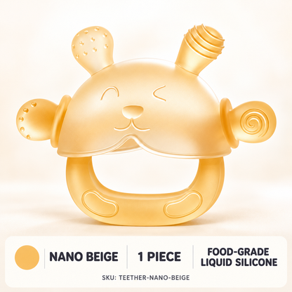 🐰 360° Food-Grade Silicone Bunny Teether – Full-Hand Easy-Grip Design