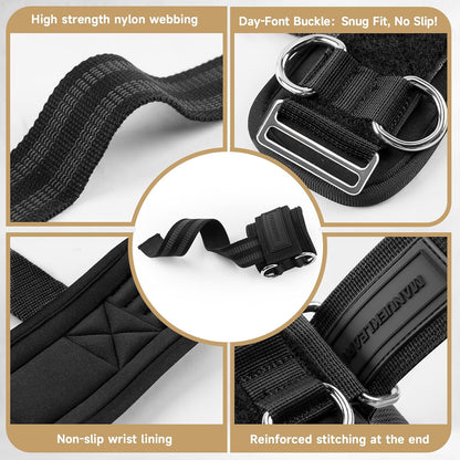 💪 2-in-1 Weight Lifting Wrist Straps with Dual D-Rings for Gym & Cable Training