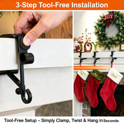 Adjustable Stocking & Garland Fireplace Mantel Hanger