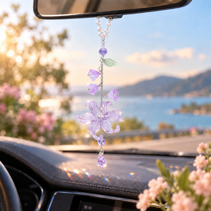 Aesthetic Acrylic Lily Car Rearview Mirror Pendant 🌸