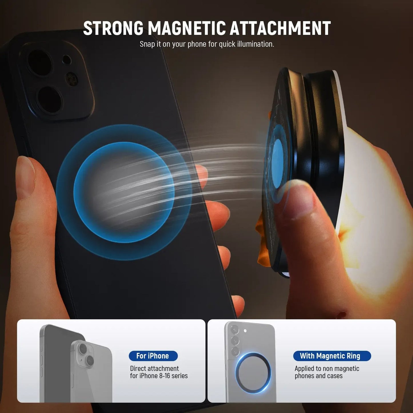 💖Magnetic Selfie Light for MagSafe iPhone – Foldable LED Ring Light with Mirror & Stand 📱💡
