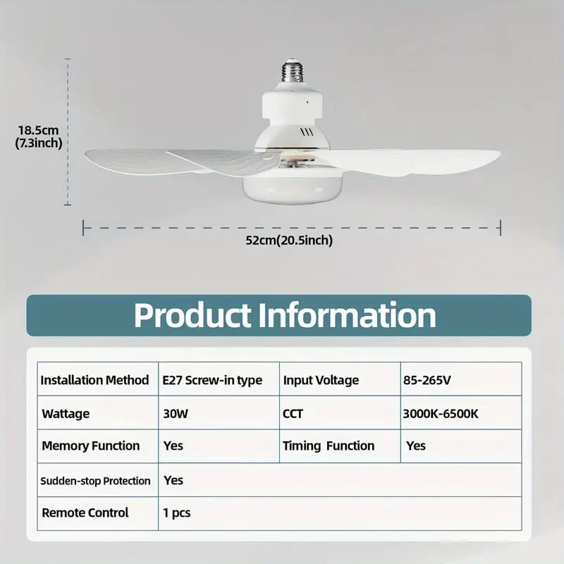 ✅Install In 3 Mins! Socket Screw-in Fan Light 2 In 1✨