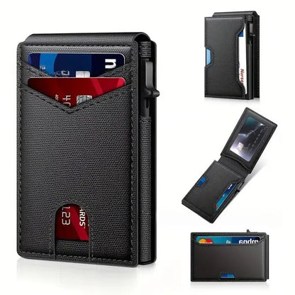🔐 RFID Blocking Minimalist Pop-Up Wallet | One-Second Card Eject Design & Ultra Slim Pocket Wallet