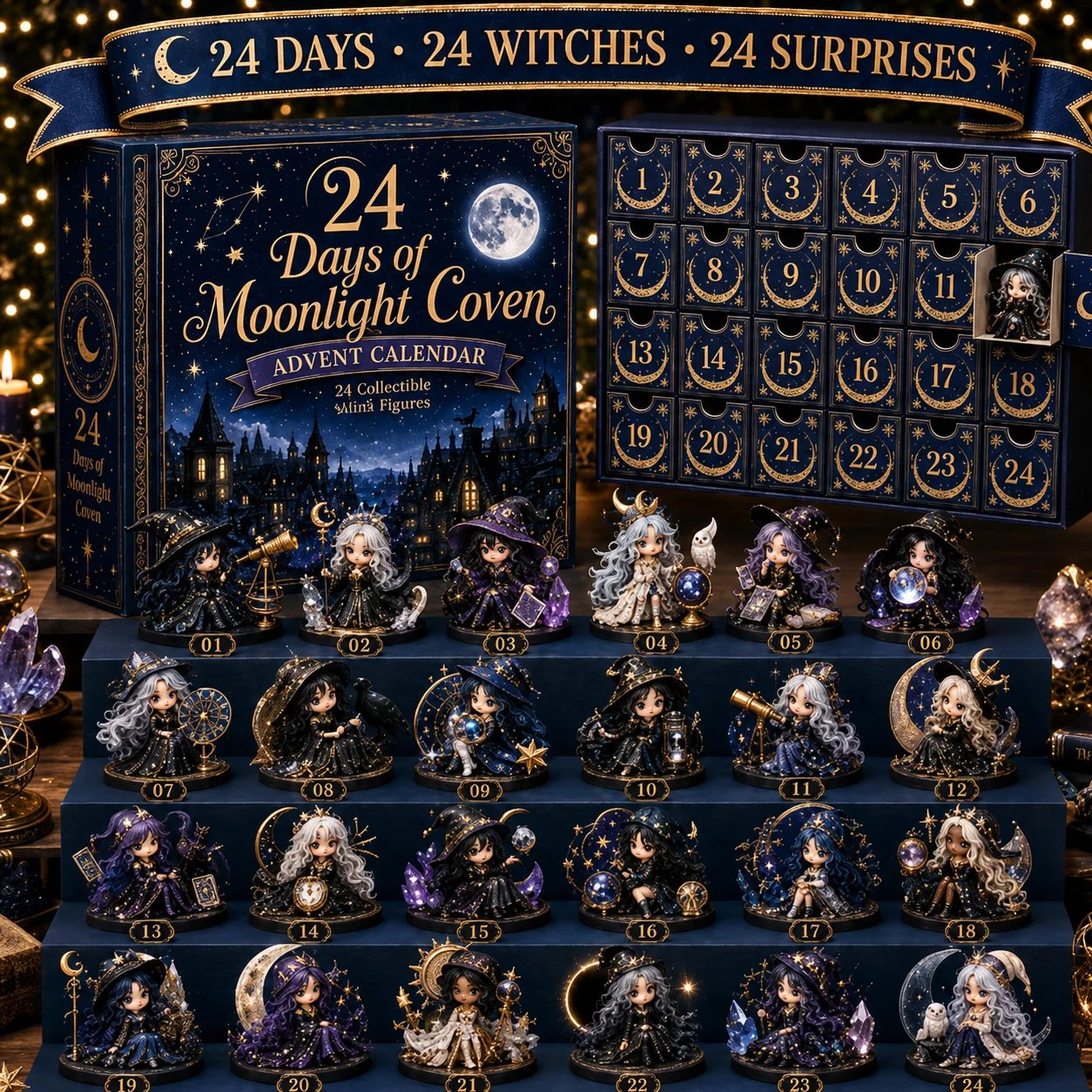 🧙‍♀️ LAST DAY 49% OFF – 24 Days Of Witchy Surprises Advent Calendar | 24 Unique Collectible Witches with Magical Themes, Mini Figures & Fantasy Display Collection ✨