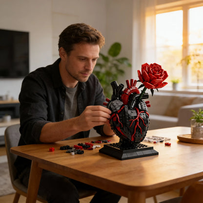 🌹Forbidden Heart — Black Thorn Rose Building Block
